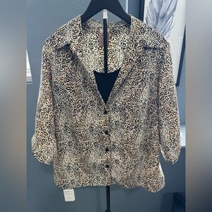 White Stag Animal Print Button Down Shirt